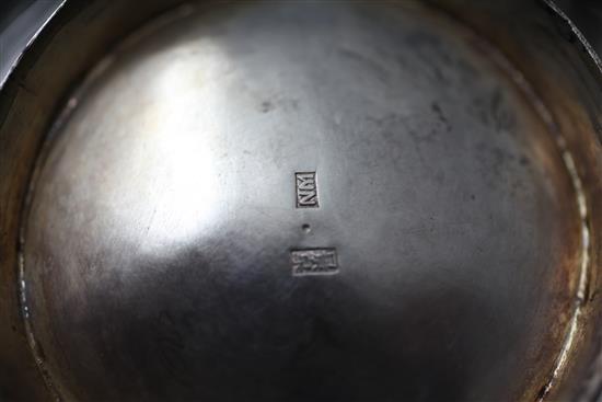 A Chinese four piece silver tea set,